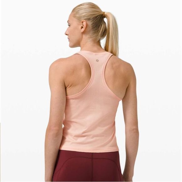 Lululemon Pink Mist Swifty Tech Race Length Open Tank sz 14 Workout Running - Picture 3 of 10